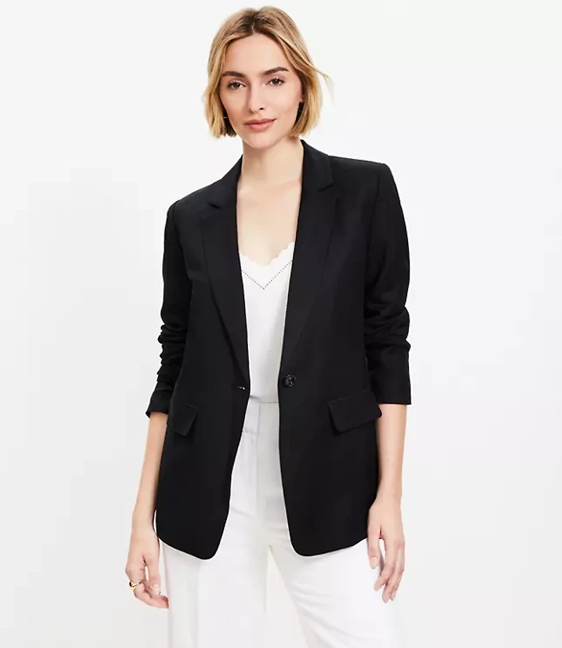 Linen Blend Fluid Modern Blazer