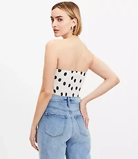Dotted Ruched Strapless Top