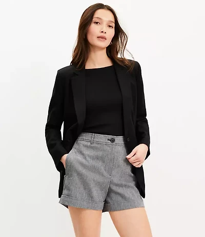 Petite Cuffed Shorts Cotton Linen