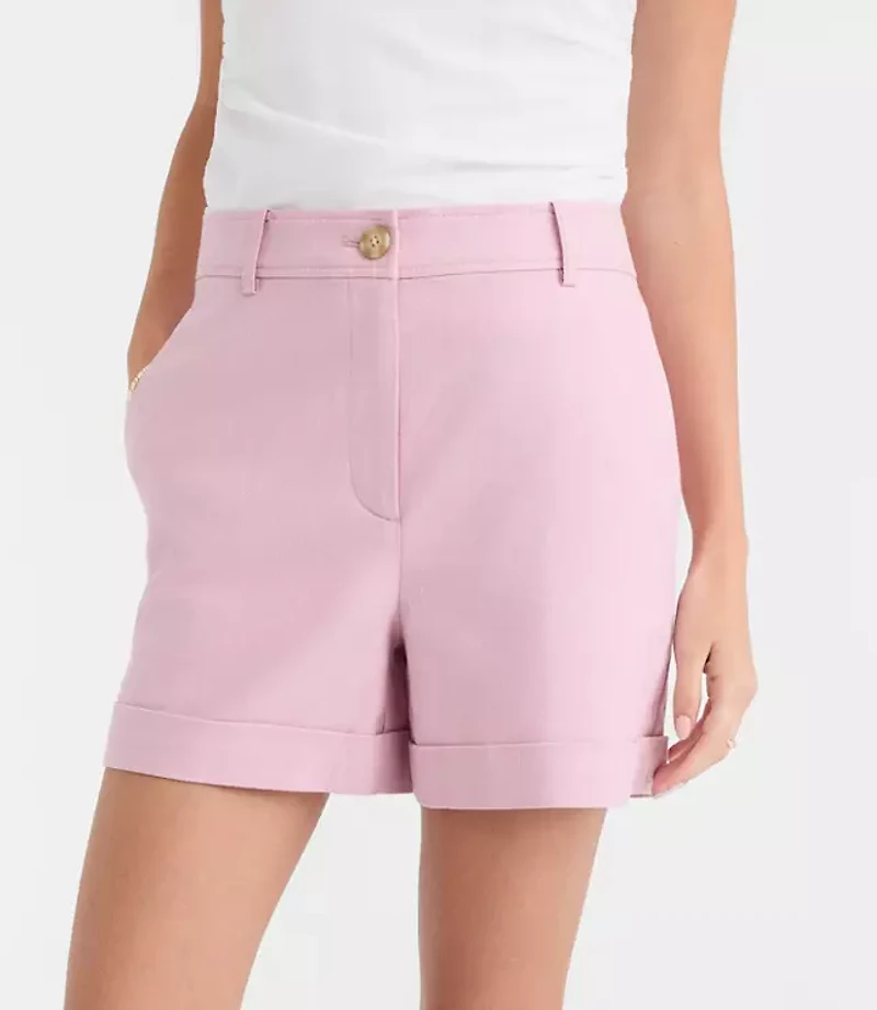 Petite Cuffed Shorts Cotton Linen