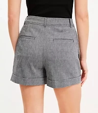 Petite Curvy Cuffed Shorts Cotton Linen