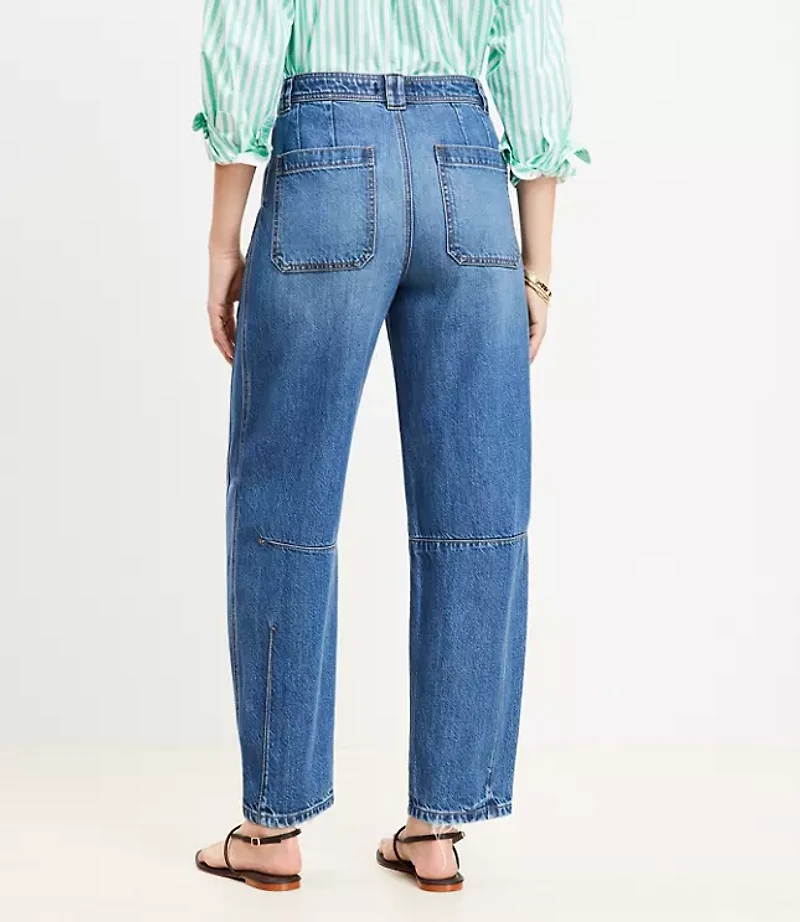 High Rise Utility Barrel Jeans