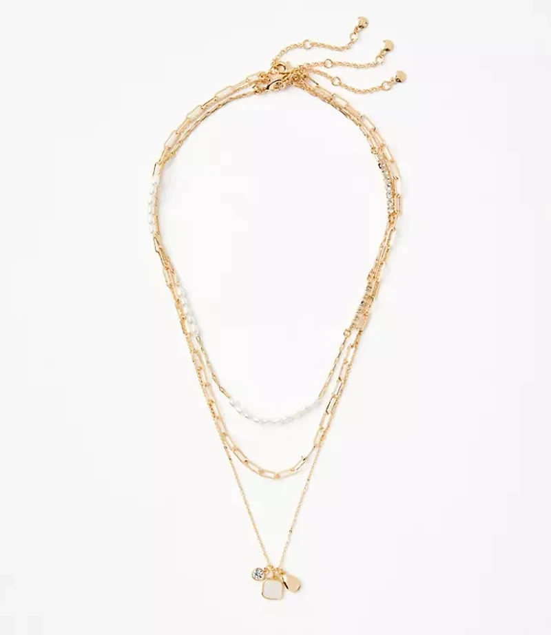 Mother Of Pearl Cluster Necklace Set