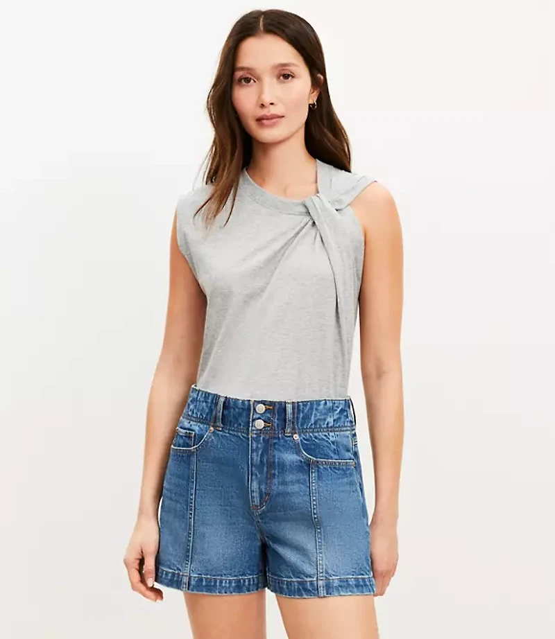 Heathered Asymmetrical Neck Tee