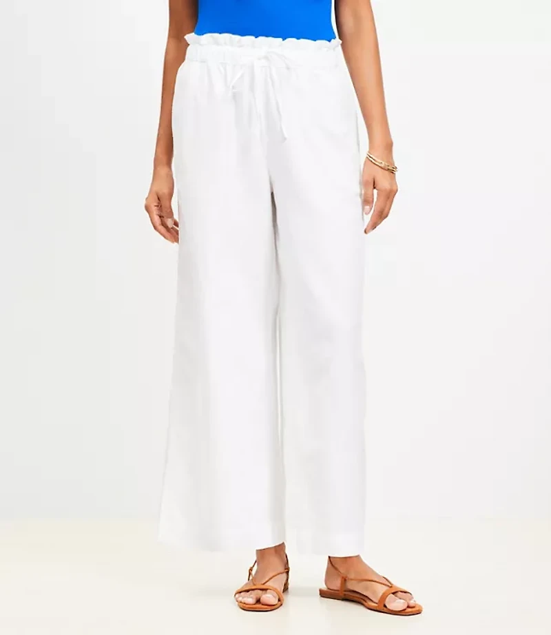 Breezy Wide Leg Ankle Pants in Linen Cotton