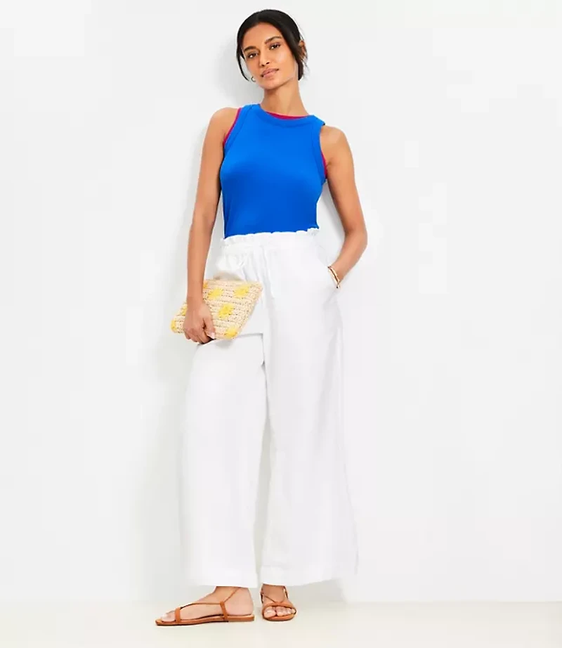 Breezy Wide Leg Ankle Pants in Linen Cotton