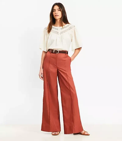 Pintucked Wide Leg Pants