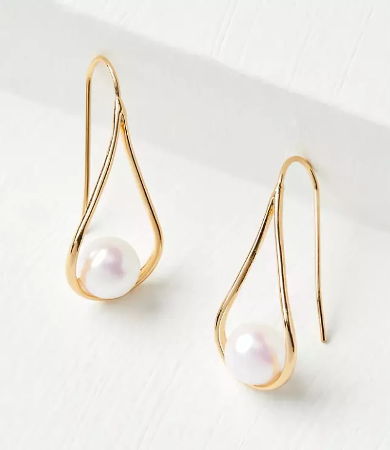 Pearlized Open Teardrop Earrings