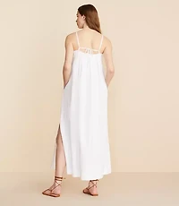 Lou & Grey Seersucker Pleated Maxi Pocket Dress