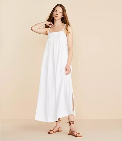 Lou & Grey Seersucker Pleated Maxi Pocket Dress