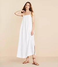 Lou & Grey Seersucker Pleated Maxi Pocket Dress