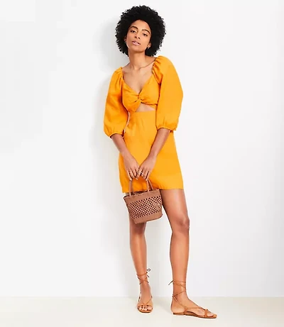 LOFT Beach Linen Cutout Mini Pocket Dress