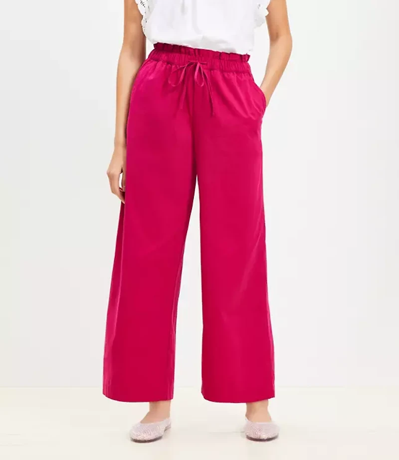 Breezy Wide Leg Ankle Pants Twill