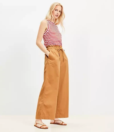Breezy Wide Leg Ankle Pants Twill