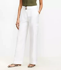Belted Drapey Cargo Pants Linen Blend
