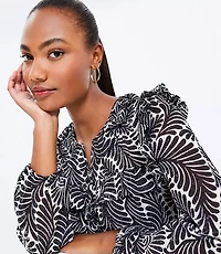 Fern Clip Ruffle Tie Neck Blouse
