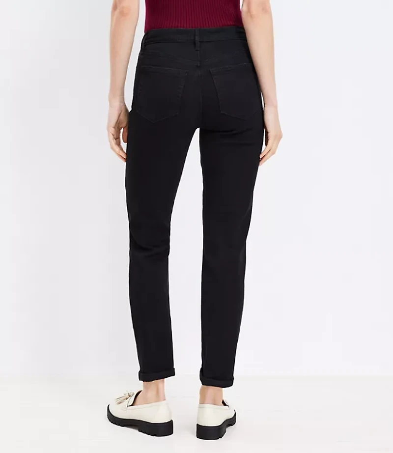 Petite Girlfriend Jeans Washed Black