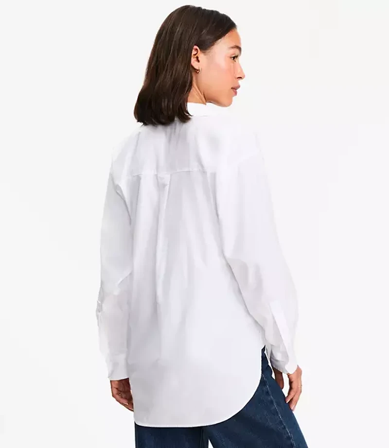 Petite Cotton Blend Everyday Oversized Pocket Shirt