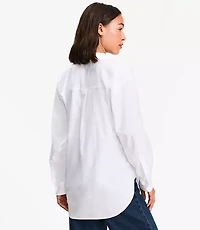 Petite Cotton Blend Everyday Oversized Pocket Shirt