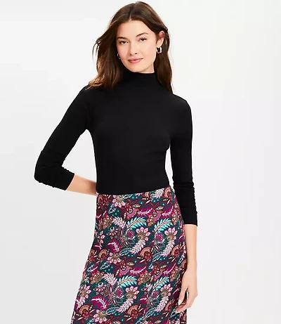 Petite Ribbed Mock Neck Top