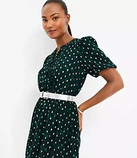 Metallic Clip Pintucked Flare Dress