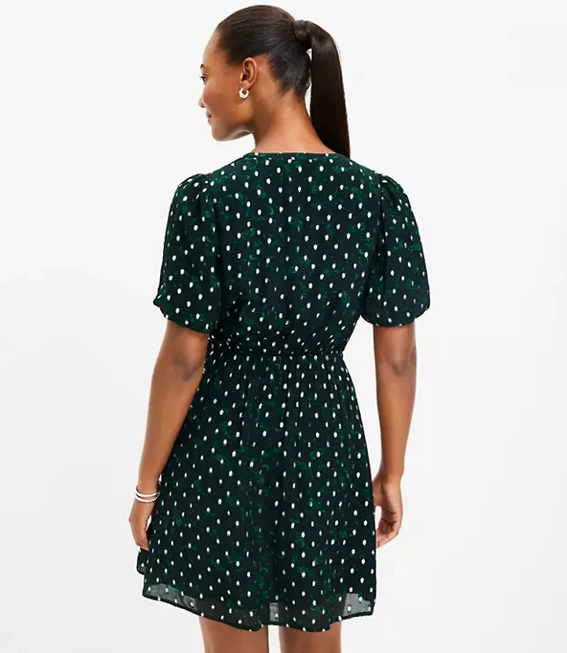 Metallic Clip Pintucked Flare Dress