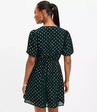Metallic Clip Pintucked Flare Dress