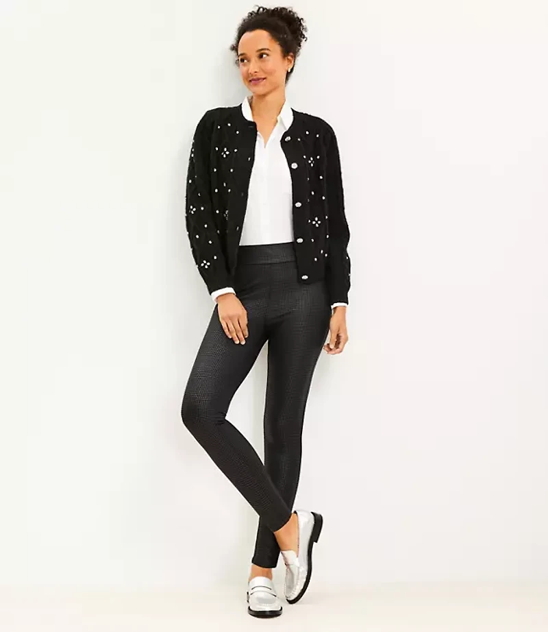 Houndstooth Coated Ponte Leggings