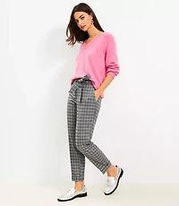 Tie Waist Devin Slim Pants Shimmer Plaid