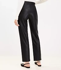 Tall Pull On Straight Pants Faux Leather