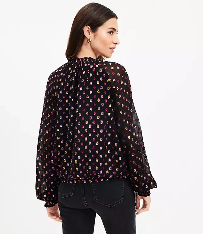 Shimmer Clip Side Tie Hem Blouse