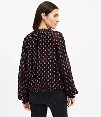 Shimmer Clip Side Tie Hem Blouse