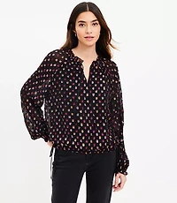 Shimmer Clip Side Tie Hem Blouse