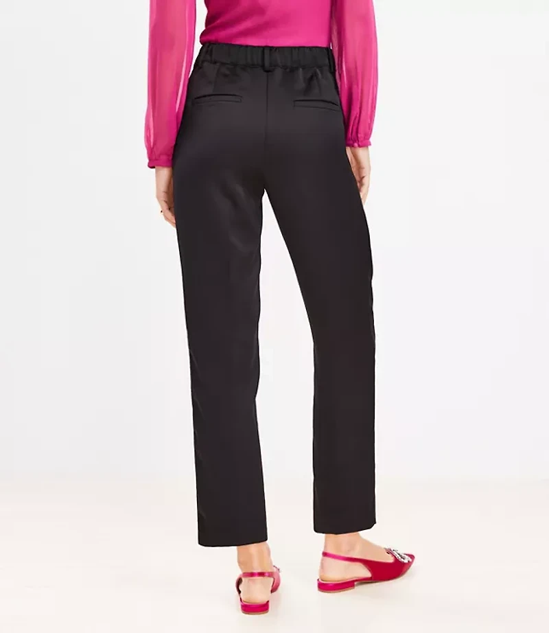 Tall Pleated Tapered Pants in Satin