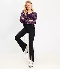 Split Hem Flare Pants Twill