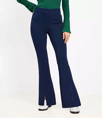 Petite Split Hem Flare Pants Twill