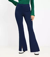 Petite Split Hem Flare Pants Twill