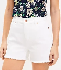 Denim Cut Off Shorts White