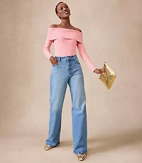 High Rise Wide Leg Jeans in Bright Mid Indigo Wash