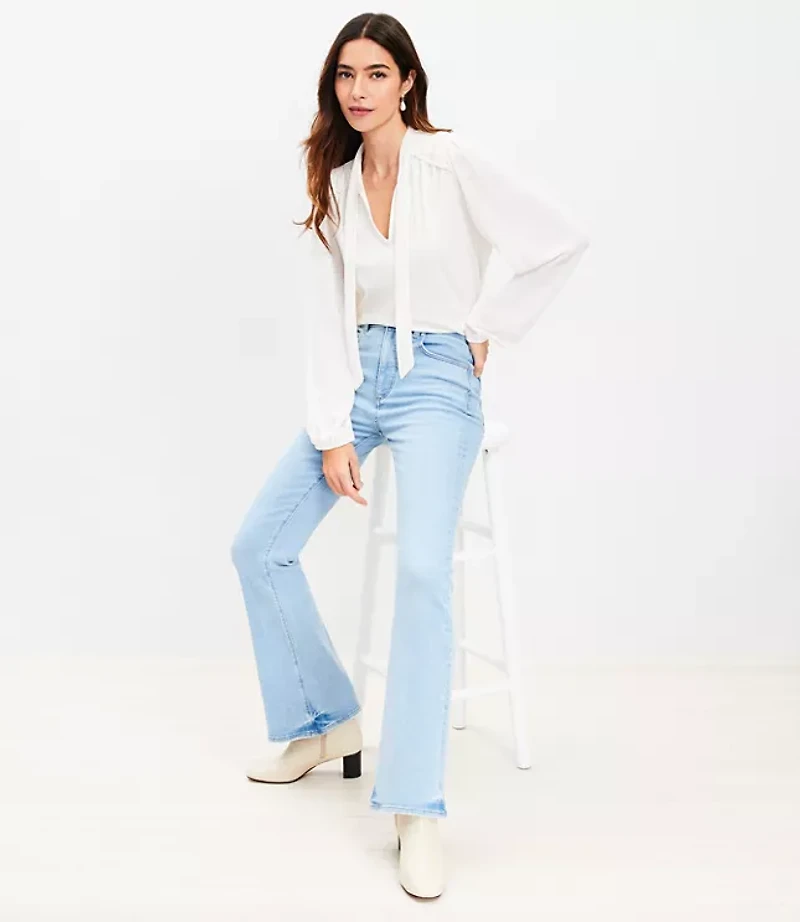 High Rise Slim Flare Jeans in Light Wash