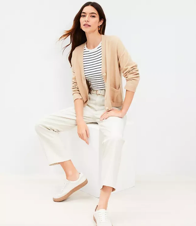 Pintucked High Rise Straight Jeans in Popcorn