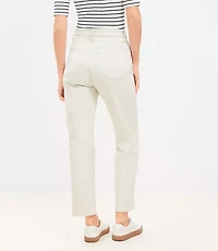 Pintucked High Rise Straight Jeans in Popcorn
