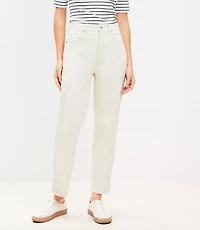 Pintucked High Rise Straight Jeans in Popcorn