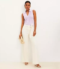 High Rise Palazzo Jeans Ecru