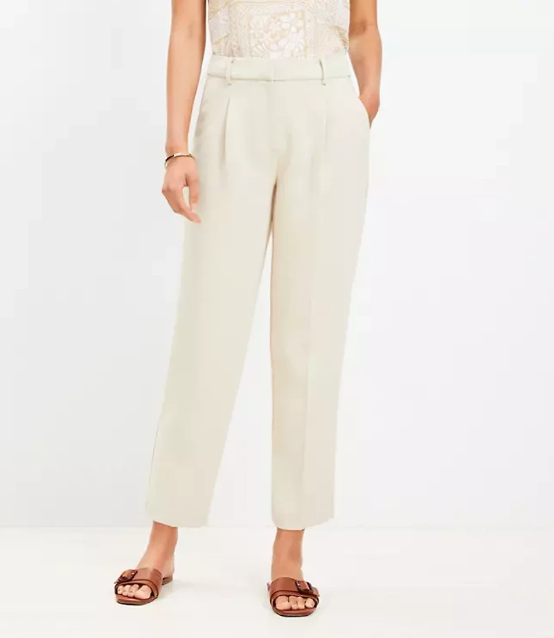 Pleated Tapered Pants Crepe