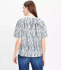 Painted Stripe Tasseled V-Neck Blouse