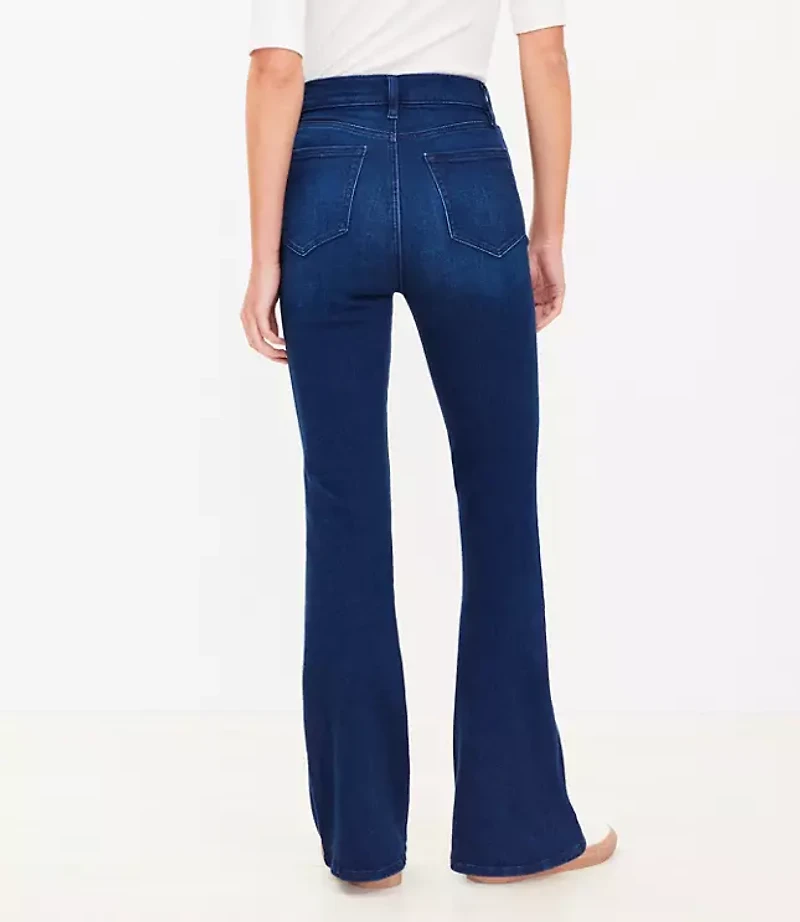 Petite Curvy High Rise Slim Flare Jeans in Dark Wash
