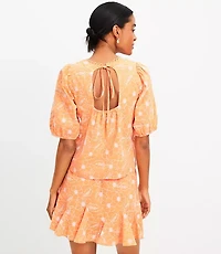 Garden Embroidered Open Back Puff Sleeve Blouse