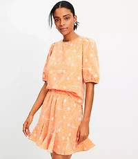 Garden Embroidered Open Back Puff Sleeve Blouse