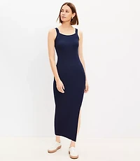 Ribbed Square Neck Maxi Sweater Dress